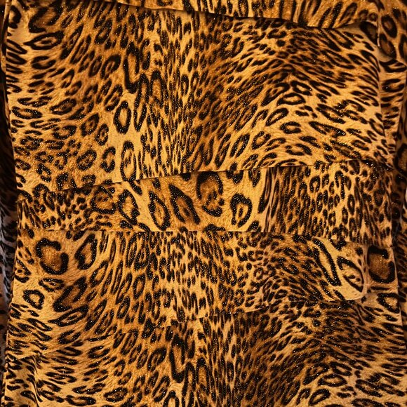Cynthia Rose Sparkly Leopard Print Long Sleeve Bodycon Shift Dress Sz S - Picture 2 of 6